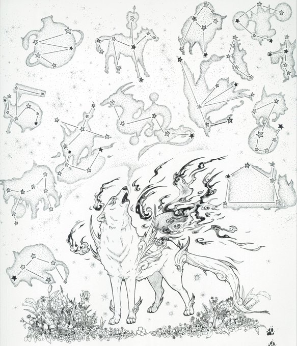 これ描いた時何で私後ろ脚に狼爪描いたんやろ、寝ぼけてたんかな…。 