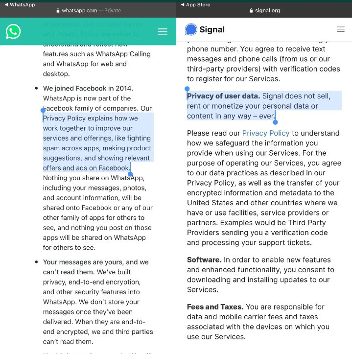 highdeepak's tweet photo. Signal vs. WhatsApp https://t.co/xKOl0aceIU