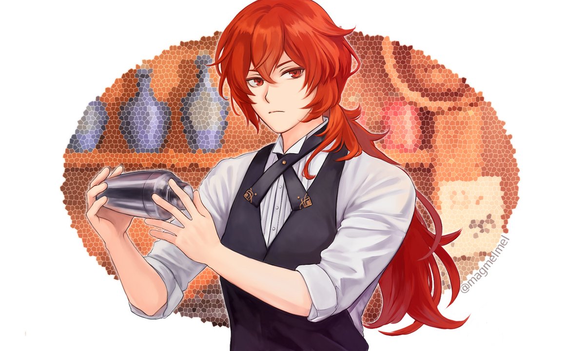 Magmel On Twitter バーテン姿を妄想しながらディルック落書き 原神 Genshin イラスト