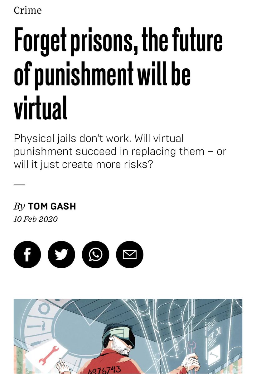 Did you commit a crime? Or simply not complying? No worries we will have a virtual prison to re-educate you. The old way of reforming inmates has been proven not to work. We want to make sure no driod... I mean human... is left behind.