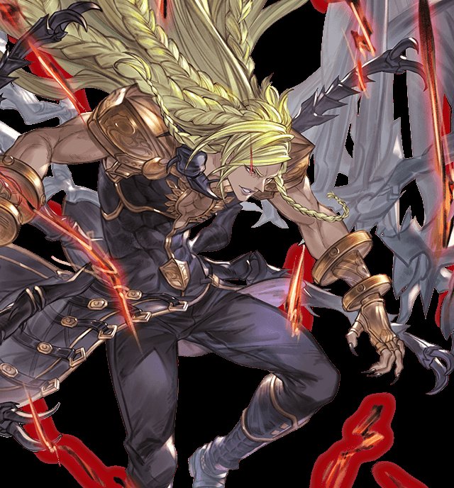 The hair that was only hinted at before is now fully displayed and it's extravagant as all hell, flowing with his movements, giving it extra weight and prominence, in tandem with his attire to present him larger than he actually is, similar in the vein of a cape.