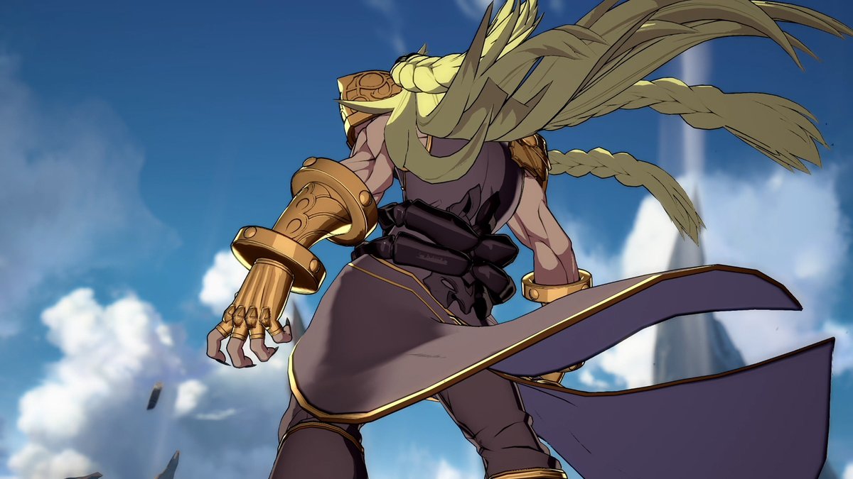 The hair that was only hinted at before is now fully displayed and it's extravagant as all hell, flowing with his movements, giving it extra weight and prominence, in tandem with his attire to present him larger than he actually is, similar in the vein of a cape.