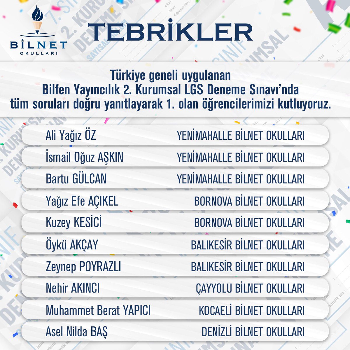 Bilnet Okulları öğrencileri akademik gelişimlerini "Bilfen Yayıncılık Kurumsal LGS Deneme Sınavları"yla ölçüyor.

Bilnet Okulları ile Gelecek Daha Net!