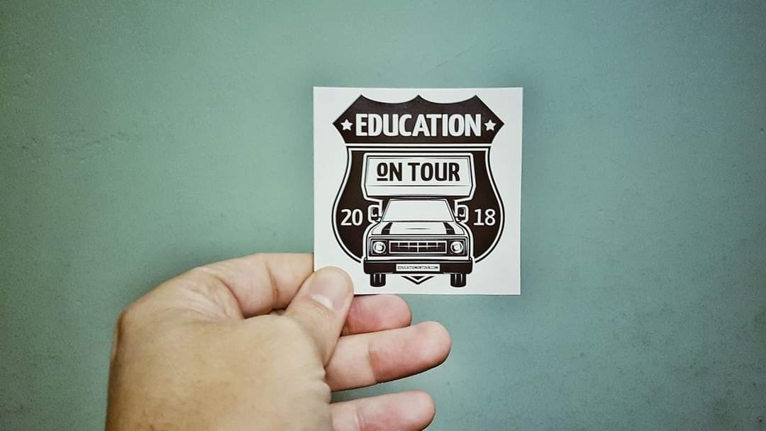 EducationOnTour's tweet photo. Precies drie jaar geleden. Vielen de stickers op onze deurmat. Toen konden we pas echt gaan!🤘🏼 https://t.co/IPKIWONJlp