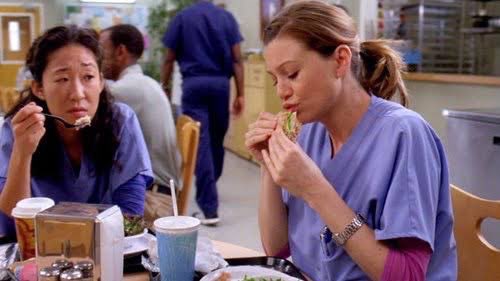 to all my greys moots if you’re having a hard time eating this is a safe thread of some characters eating that helps me :)