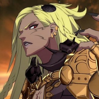 NOW ZOOM ON THE FACEHis distinct markings - I don't know what's up with those -, the red eyes, him somehow ROCKING THE PURPLE LIPSTICK, he's got a good face, and it lends itself to some wonderful evil expression work.