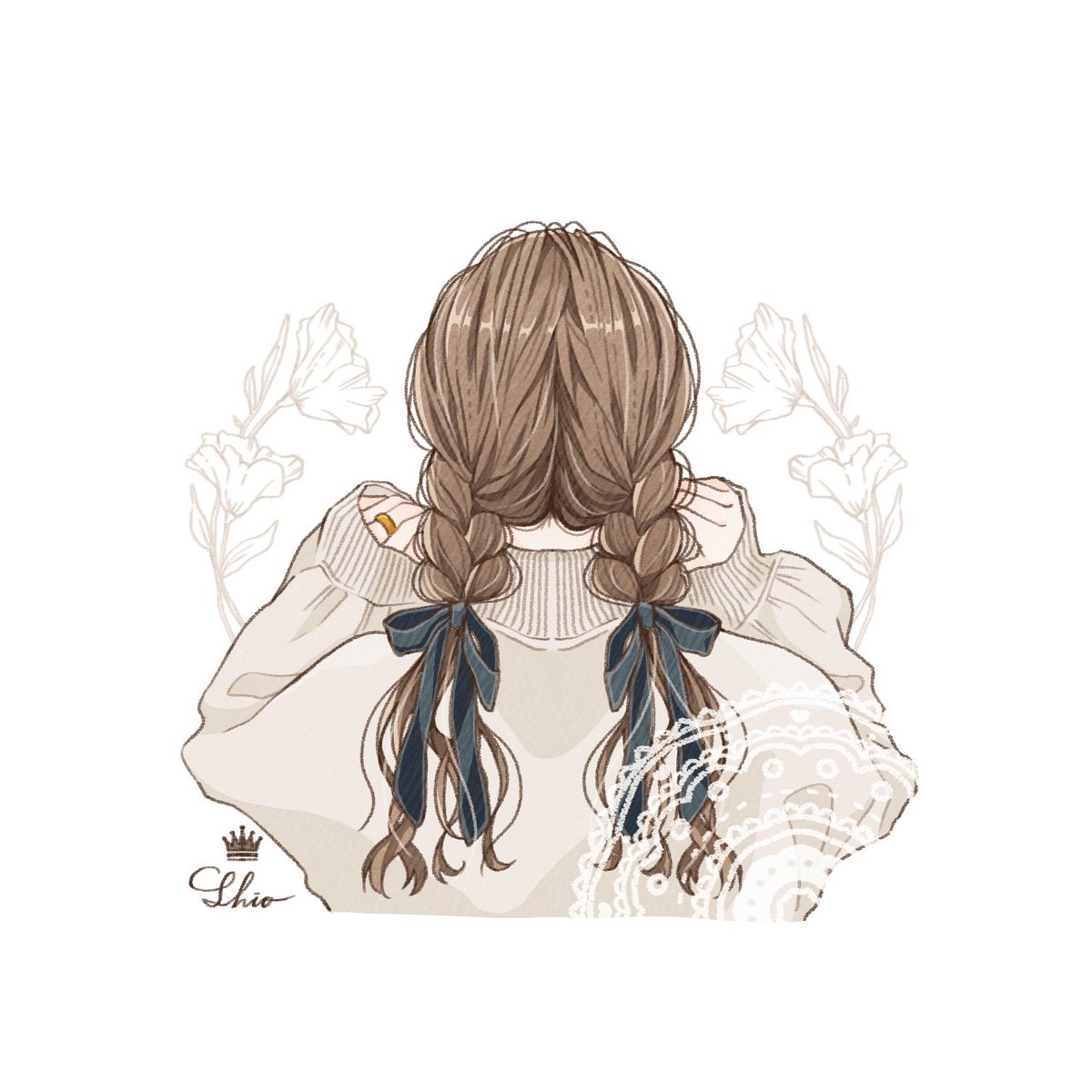 123】 三つ編み × リボン ୨୧˖⋆ #フリーアイコン →ご利用の際は