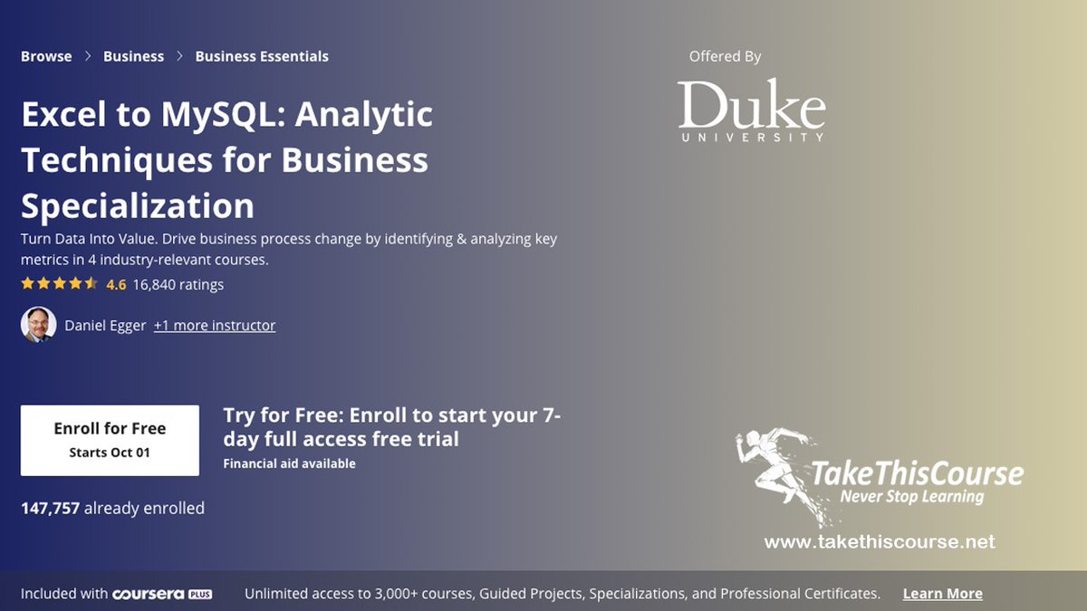takethiscourse's tweet image. Are you interested in learning to turn data into value but at your ease and pace?
linkedin.com/pulse/excel-my…
#Excel #MySQL #BinaryClassification #DataAnalysis #TableauSoftware #SQL #BusinessAnalysis #BusinessProcess #MicrosoftExcel #LinearRegression #DataVisualization #MySQL