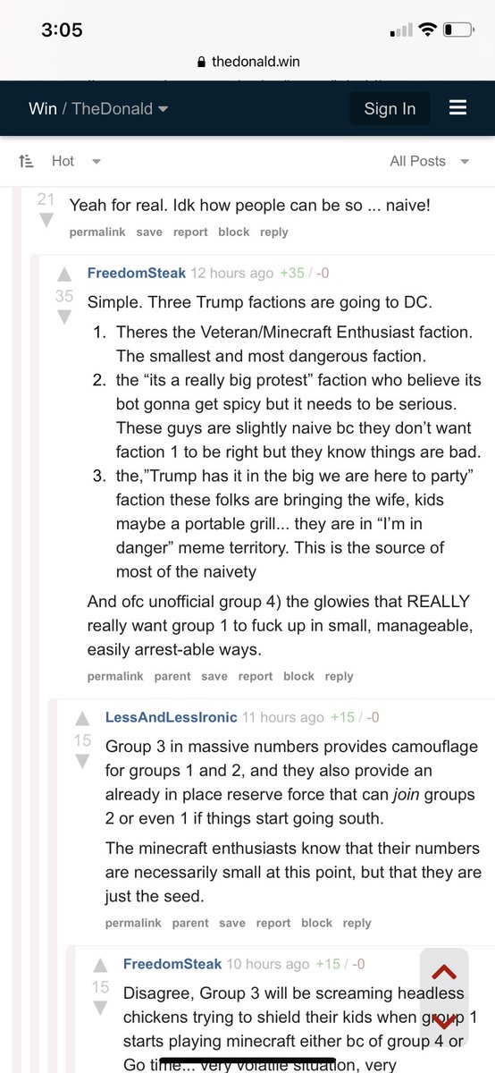 A few other screenshots of interest. One is a breakdown, by the insurrectionists themselves, of some of the factions that would be present at the Trump rally. The other is an attempt to outline a coherent plan to force Trump to be certified the election winner.