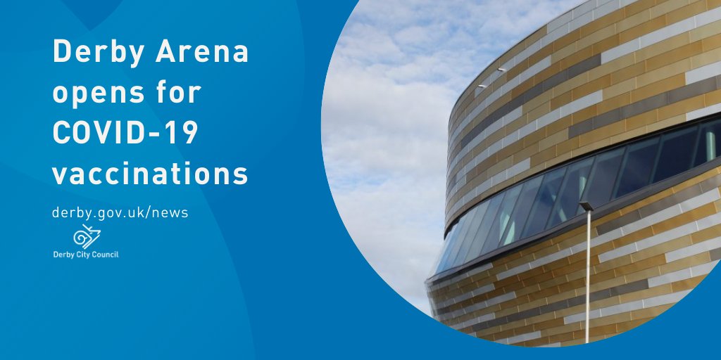Derby’s vaccine rollout is picking up pace as a new site opens at #Derby Arena, along with other new sites across the county. 

Remember, the NHS will contact you when it’s your turn.👉orlo.uk/l0n7v