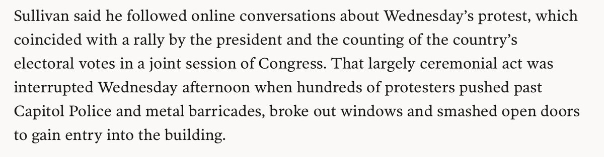 He heard about it online. Monitoring the chats. Sounds like something federal enforcement should do, but hey who am I.  https://www.deseret.com/utah/2021/1/7/22219733/utah-activist-inside-u-s-capitol-says-woman-killed-was-first-to-try-and-enter-house-chamber-sullivan