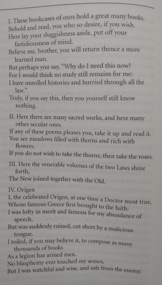 Starting in on Isidore's Etymologies; already worth it, the preface translates this bibliographic poem, perhaps written on the walls of the cathedral library in Seville
