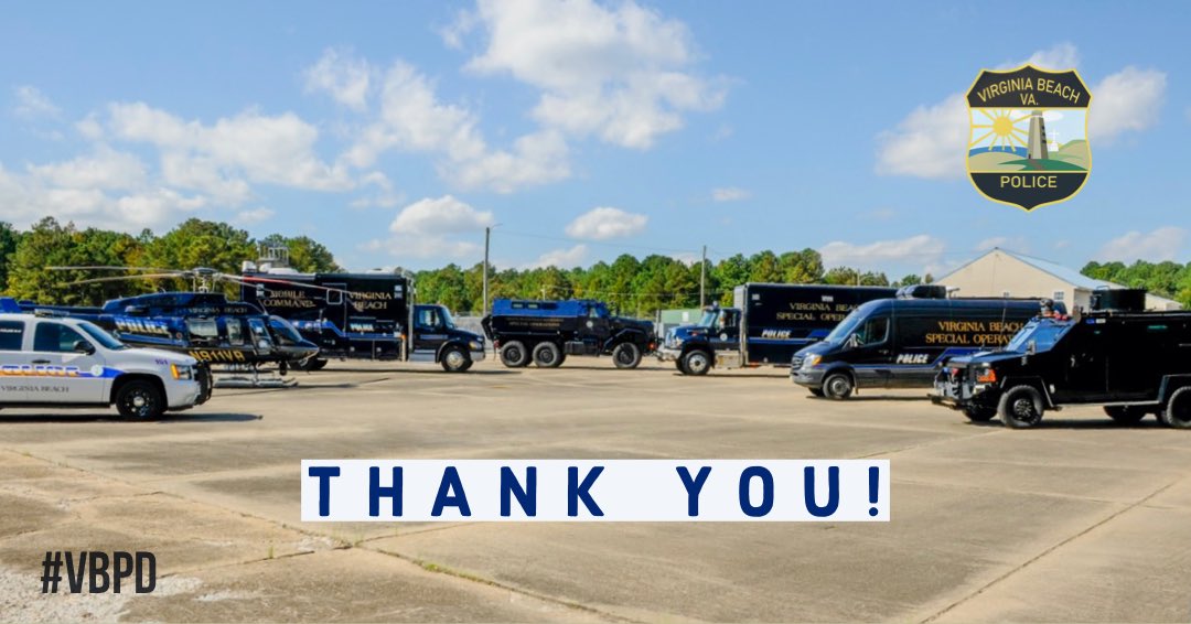 VBPD's tweet photo. In recognition of #LawEnforcementAppreciationDay we would like to say thank you to the men and women in blue keeping us safe!

#VBPD #VirginiaBeach #Virginia https://t.co/e2Xsvr3Cbi