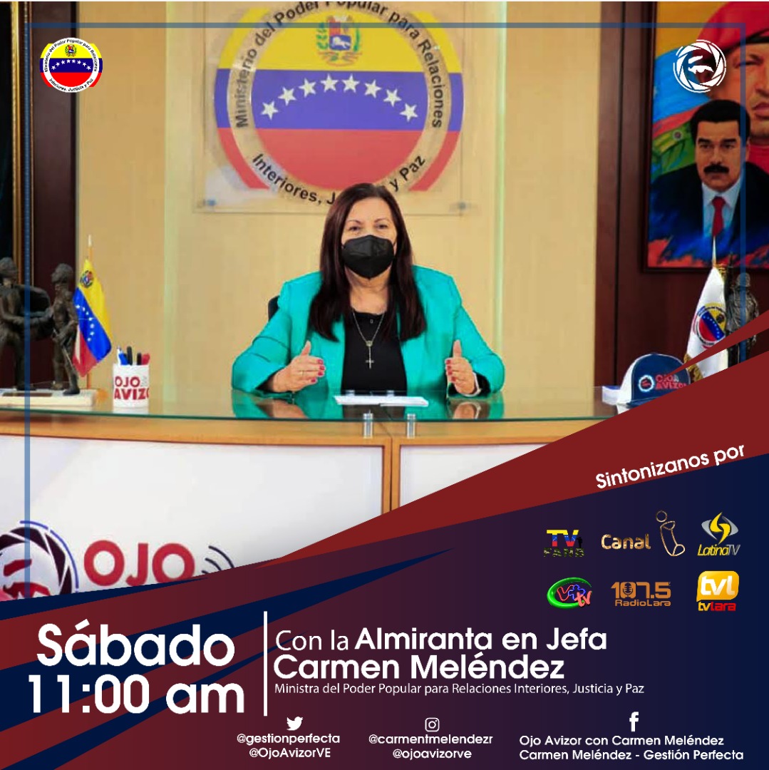 snantidrogas_ve's tweet photo. 🗣️¡ATENCIÓN!  

Te invitamos sintonizar este #9Ene a las 11:00 AM el programa @OjoAvizorVE conducido por nuestra Ministra A/J @gestionperfecta transmitido por radio y televisión. 

No te lo puedes perder! 📻📺 https://t.co/AeGTguVZzX