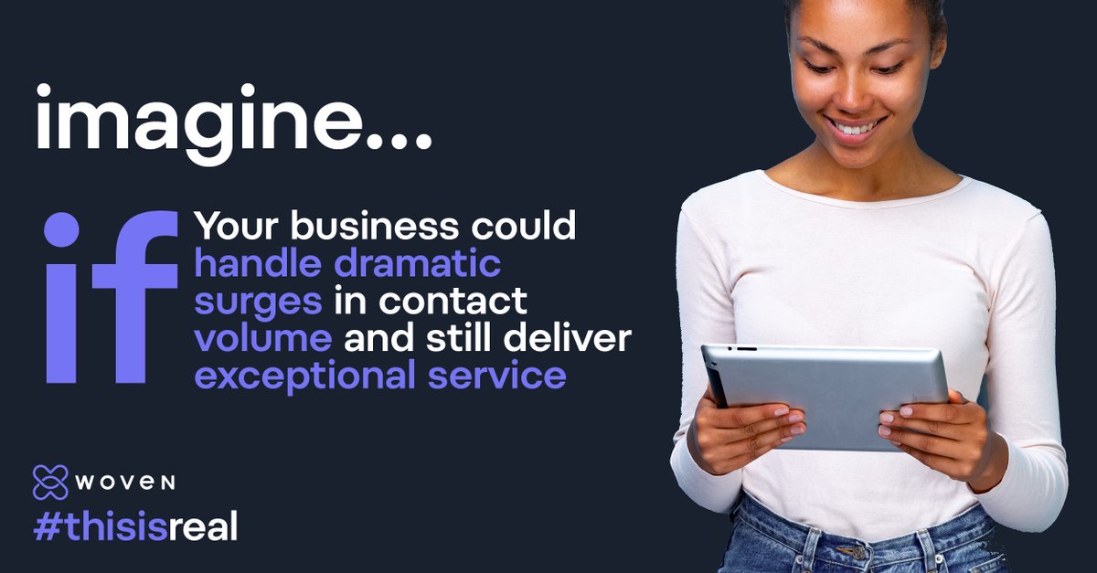heywoven's tweet photo. Imagine if your business could handle dramatic surges in contact volume and still deliver exceptional service

You don’t need to imagine this anymore! At Woven #thisisreal 

Get more information 👉 https://t.co/giLlpC7LLC

#boutiqueoperations #customerservice #exceptionalCX https://t.co/2XRcI54QeH