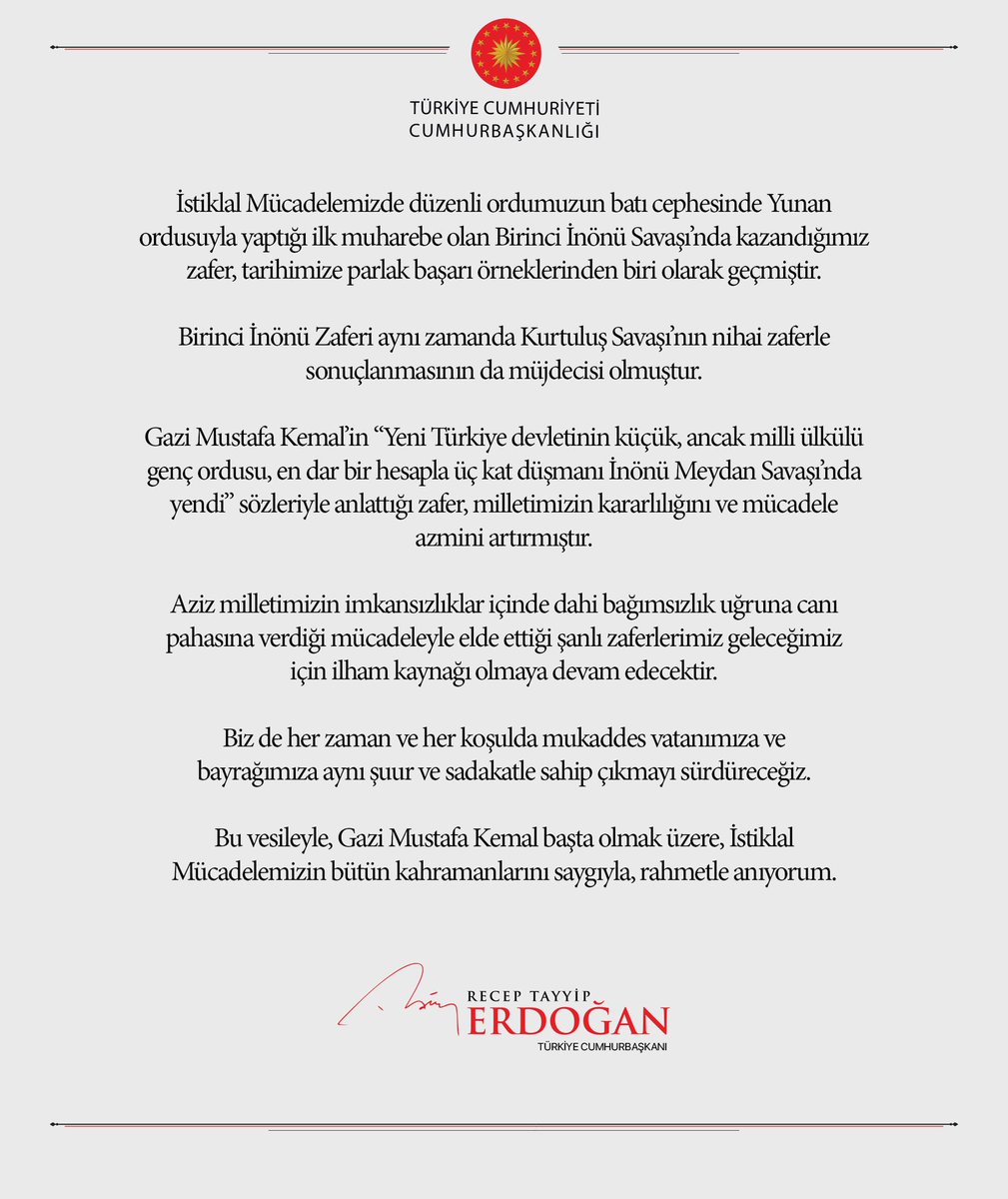 Cumhurbaşkanı <a href="/RTErdogan/">Recep Tayyip Erdoğan</a>: “Her zaman ve her koşulda mukaddes vatanımıza ve bayrağımıza aynı şuur ve sadakatle sahip çıkmayı sürdüreceğiz.”
