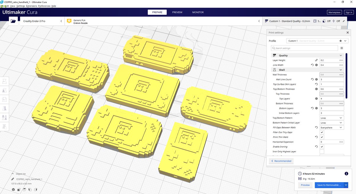 PixelMaker04's tweet photo. The results of tonight's stream. We've got some more #retrohandheld #voxel consoles done (the PSP is more classic). Heading to the printer soon. Handhelds include #PSP, #Lynx, #Wanderswan, #Gameboy, #Gamegear, #GameAndWatch, and #TigerLCD. There were designed more for my #etsy. https://t.co/IiQCLtGtLN