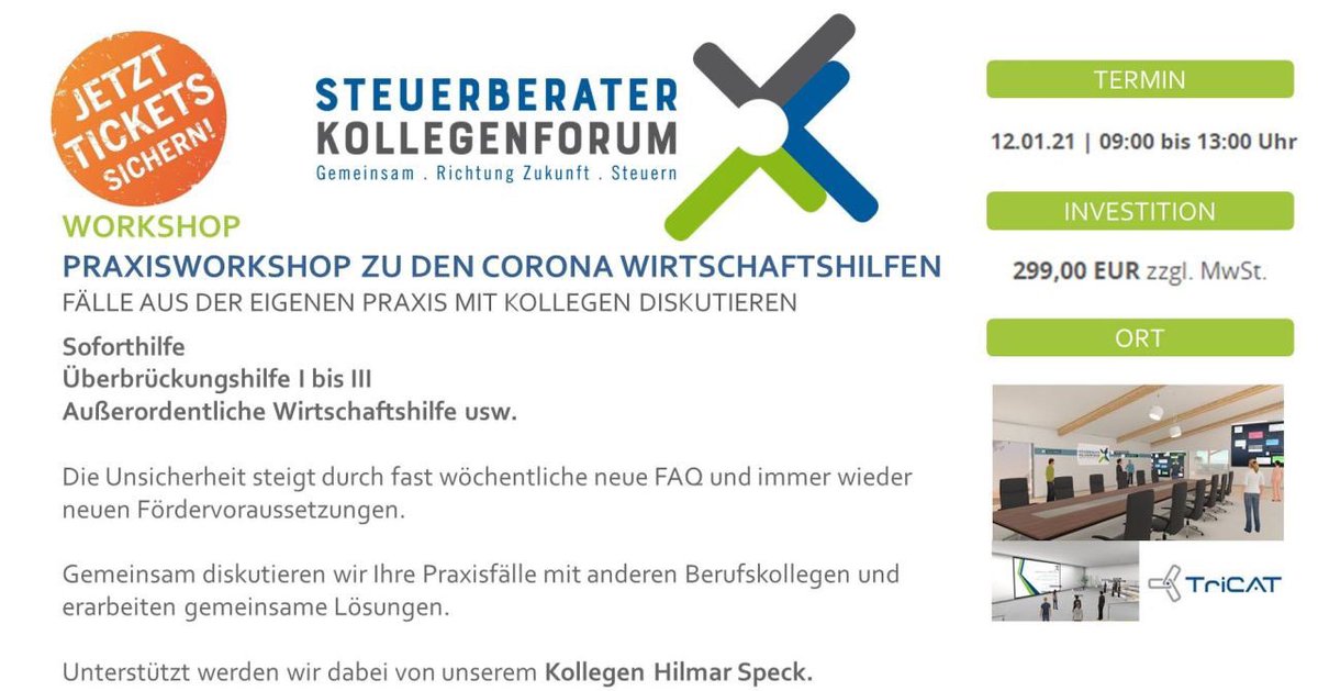 #workshop zu den #corona #wirtschaftshilfen am 12.01. stb-kollegenforum.org/de/workshops/p…