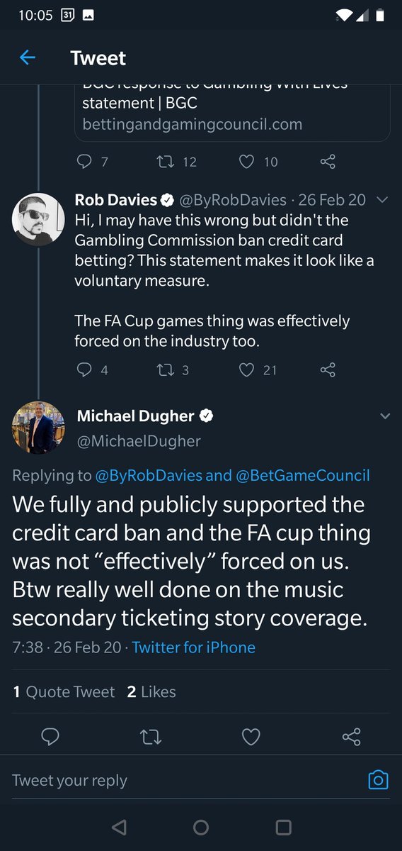 2. The BGC has loudly claimed that the industry supported a ban on credit card betting. See for yourself....