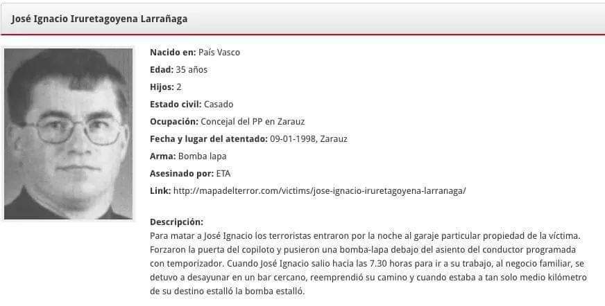 #TalDiaComoHoy #ETA asesinó en1998 a José Ignacio Iruretagoyena en #Zarauz. Era concejal del <a href="/populares/">life</a> y tenía dos niños pequeños. 
Era ya el cuarto concejal asesinado desde mi hermano, en sólo 3 años.

Ocurrió ayer y seguro que muchos no habíais oído hablar de él. ⤵️