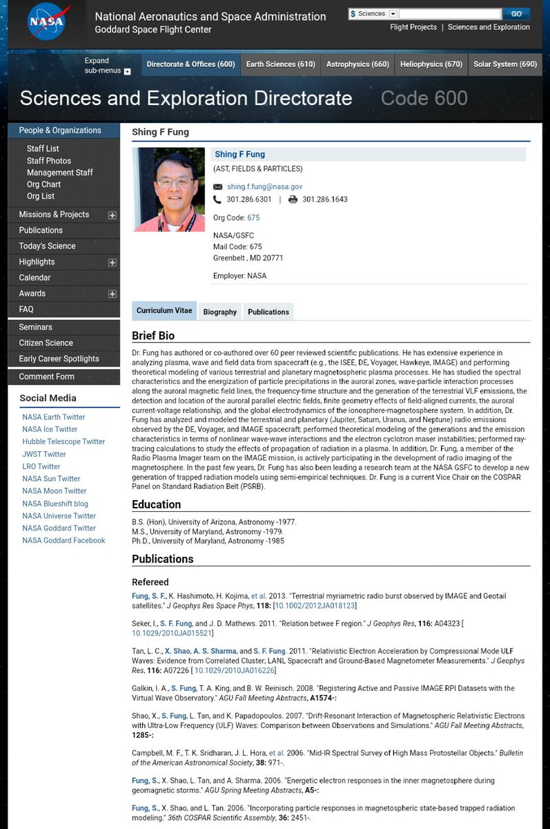 12. His father is Shing Fung and he works for NASA.