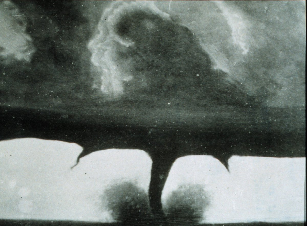 artnome's tweet photo. First known surviving photograph of a tornado taken by F.N. Robinson in 1884. Kind of wild. https://t.co/7pWrvDXg2v