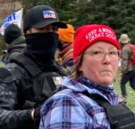 Eric Gavelek Muchel of Tennessee is the second flexcuff guy. You may recall him prancing over bars & chairs wearing camo. He was busted because he was interviewed on a live stream with his mother.