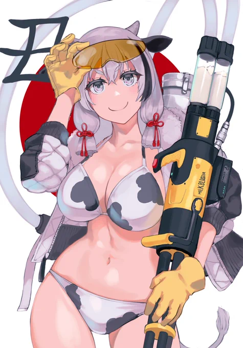 「牛乳はよく噛んで飲めよ、少年!」そんな牛のお姉さんの年賀絵です!#lackhw 
