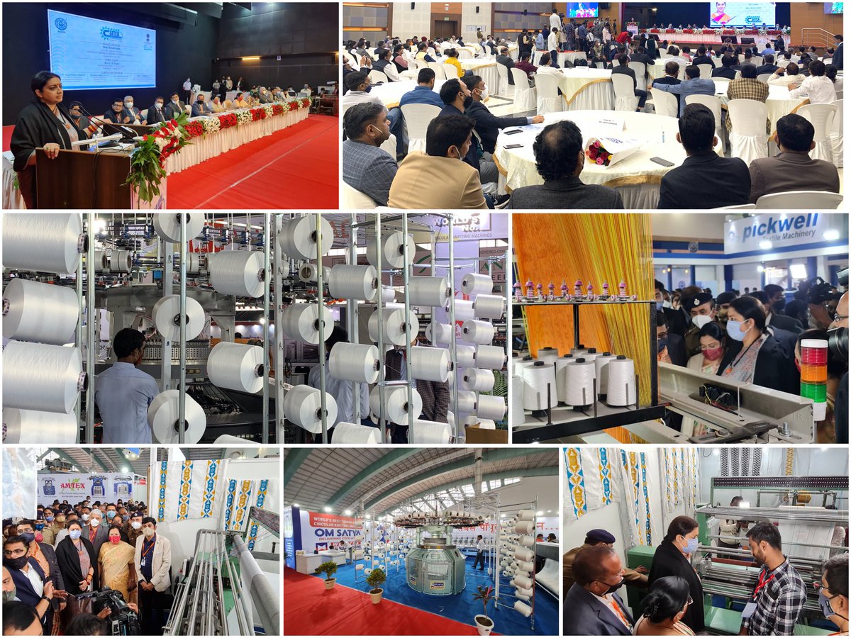 smritiirani's tweet photo. Inaugurated Surat International Textile Expo ‘SITEX 21’ organised by @SGCCI_Surat. Over 100 participating exhibitors across the entire textile value chain will get an opportunity to diversify and expand their market. https://t.co/Pu7QWh96Pu