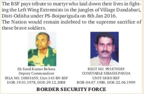  #ObituaryOfTheDay08 JanThese two were martyred fighting Red terrorists in Odisha, five years ago #LestWeForget