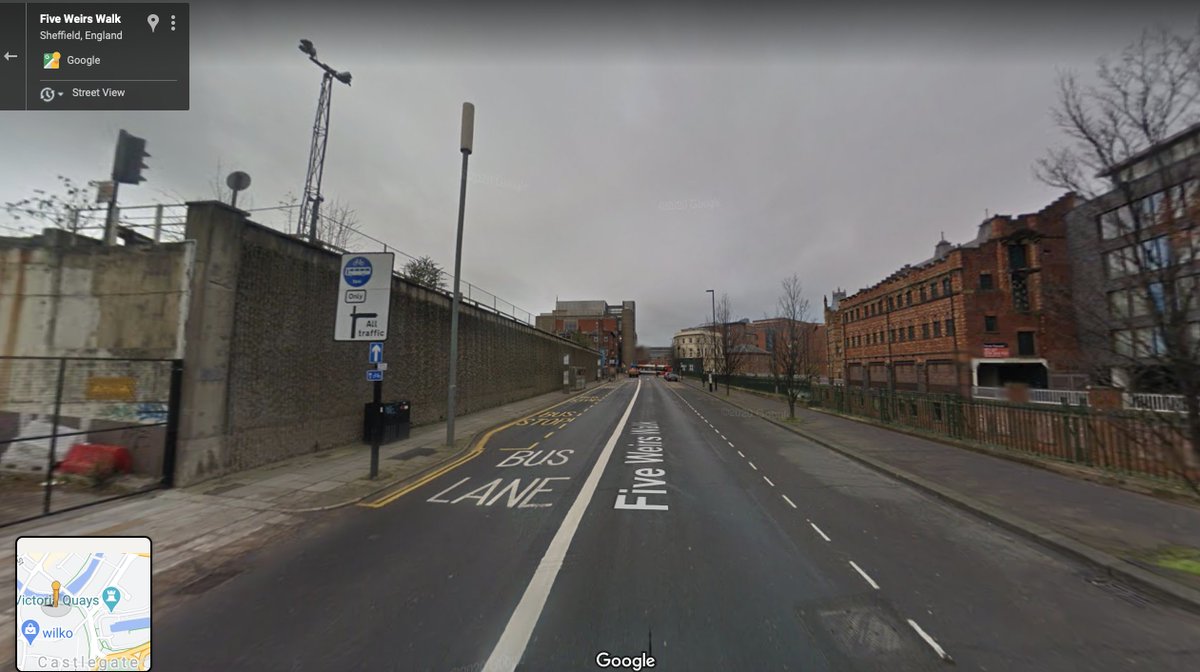 Before  AfterThe previous one-way system was shrunk to use 1/4 of the space, freeing up space for benches, wider footpaths, bike tracks and gardens to avoid flooding.Look around on Street view in 2018 and 2020 to see a huge difference  https://www.google.com/maps/@53.3851507,-1.461469,3a,75y,18.56h,90t/data=!3m7!1e1!3m5!1skJY-ebAt3yKKBpbP31jxHA!2e0!6s%2F%2Fgeo2.ggpht.com%2Fcbk%3Fpanoid%3DkJY-ebAt3yKKBpbP31jxHA%26output%3Dthumbnail%26cb_client%3Dmaps_sv.tactile.gps%26thumb%3D2%26w%3D203%26h%3D100%26yaw%3D11.321134%26pitch%3D0%26thumbfov%3D100!7i16384!8i8192