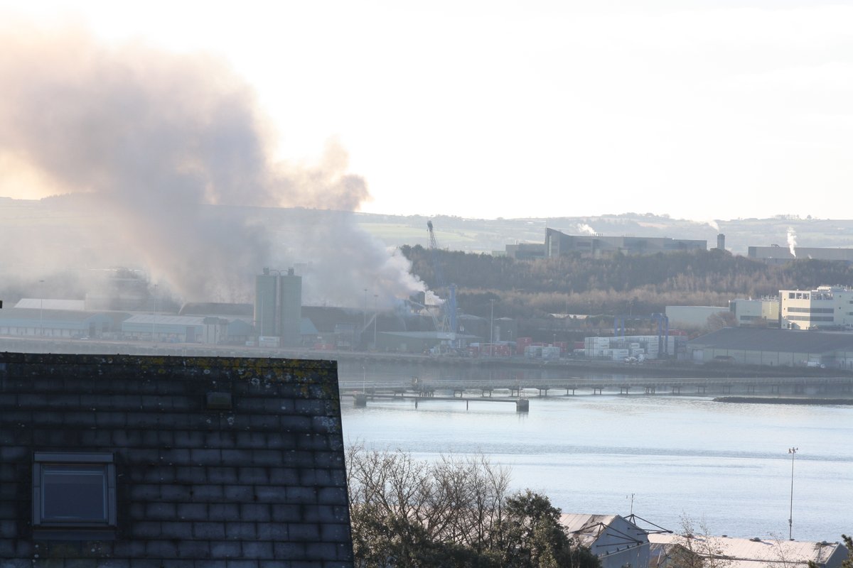laserra's tweet photo. Fire at Ringaskiddy R&amp;H Hall #ringaskiddy #cobh #fire #portofcork #january2021 https://t.co/8OBa4z8rl6