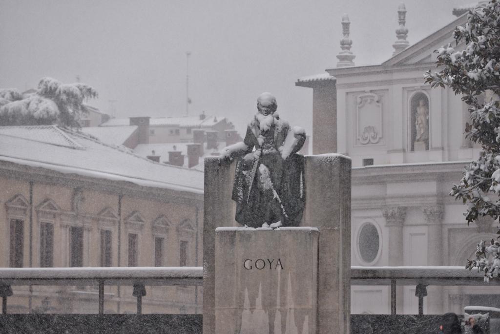 aragonradio's tweet photo. 🔴❄️ #Filomena La ciudad de Zaragoza pasará esta tarde a Alerta Roja por acumulación de más de 15 cm de #nieve. Se clausurar los parques a partir de las 16:00 horas como medida de prevención ante posibles caídas de ramas por el peso de la nieve. 📸 Daniel Pérez https://t.co/v0RymE4cSy