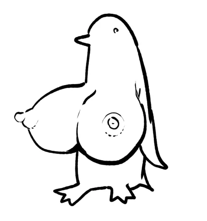 通話中にうまれた爆乳ペンギン 