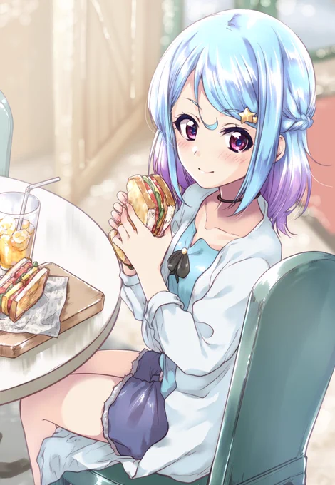 Skebで描いた、『アイカツフレンズ!』の湊みおさん❤️🥪 描くにあたってアニメも観たのですがとても好きなタイプでした…! 