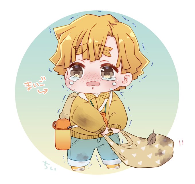 📛ちぃさんがTwitterに投稿した我妻善逸(鬼滅の刃)のイラスト。