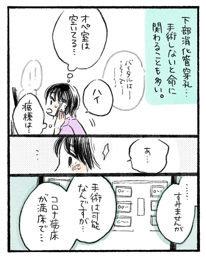 コロナ病棟じゃなくても医療が限界だと感じることがあるという漫画(1/2)
経済も大切だけど、私は医療者なので救命が遅れる人が多くなっていると感じると苦しい。どうか自分だけじゃなく周りの人のことを想像して欲しい。

#コロナ #医療漫画 