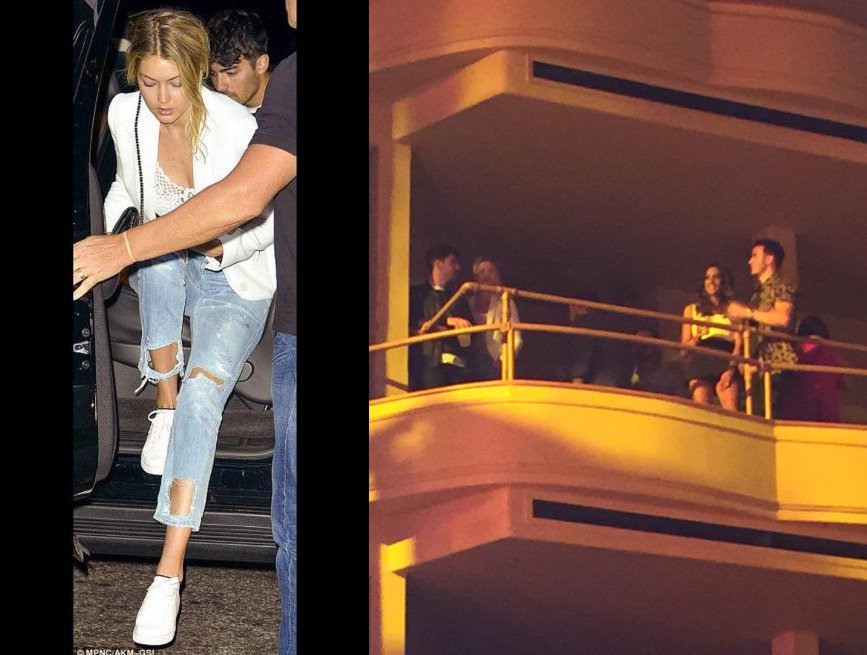 Joe and Gigi dancing, hugging and kissing each other.