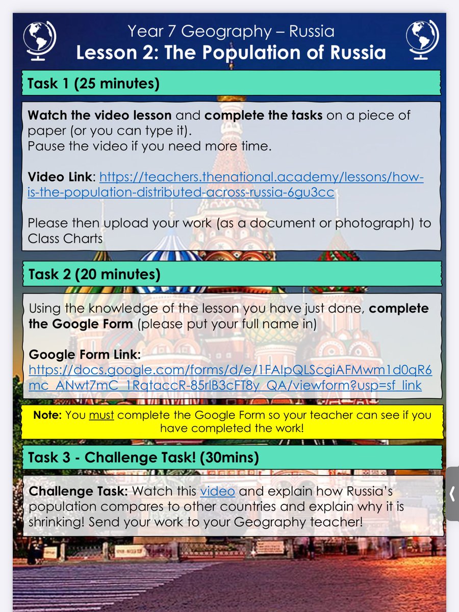 geog_on_teach's tweet photo. This is how I’m doing KS3 - I’ve tried to make it as straightforward as possible and it is working well. Using the @OakNational resources which are great then creating a google form with longer answer practice, skills and multiple choice. #homelearning #teaching #Geography https://t.co/miEdYKsgEY
