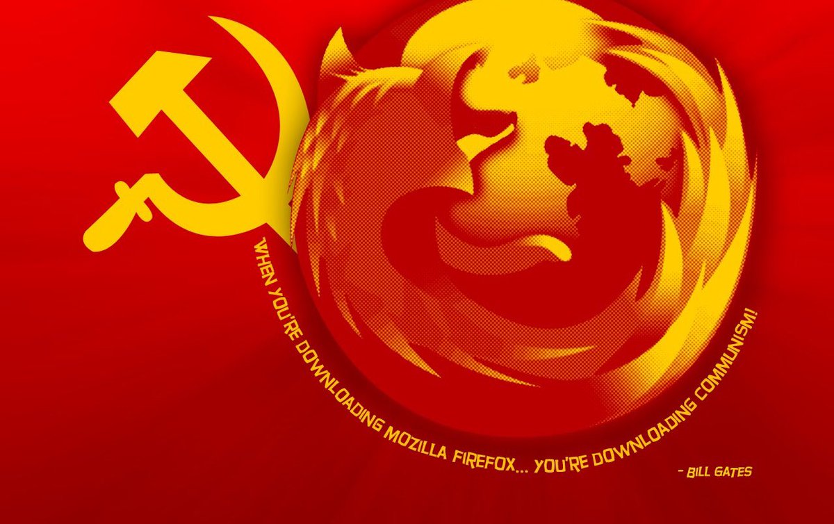 RealJohnBerg's tweet photo. Communism is unacceptable, and @mozilla is clearly supporting fascist/socialist/communist propaganda and censorship tactics now.
Uninstalling @firefox on all my devices. https://t.co/9b7y5PMpbo