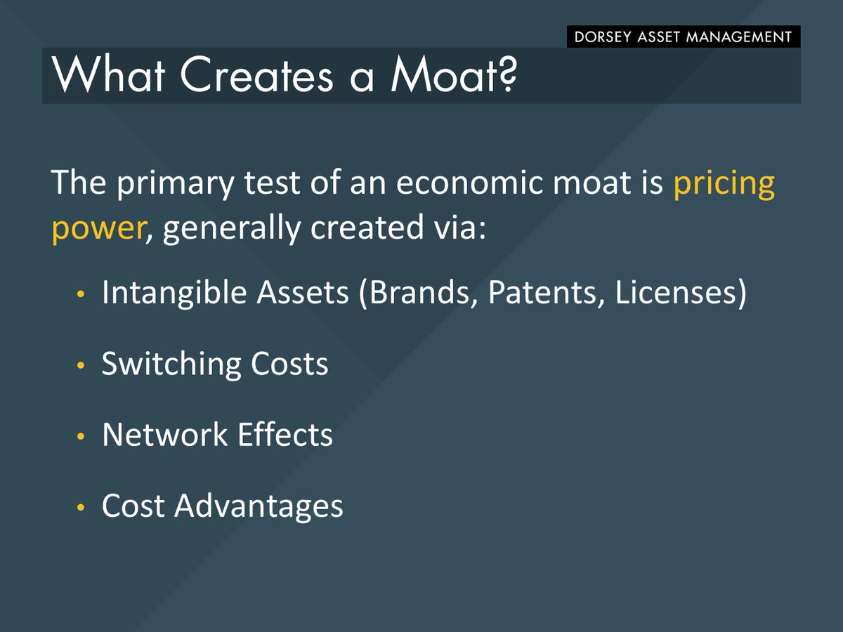 What Creates A Moat • Intangible Assets• Switching Costs • Network Effects (Platform)• Cost Advantages (Cheaper: Jio ?)