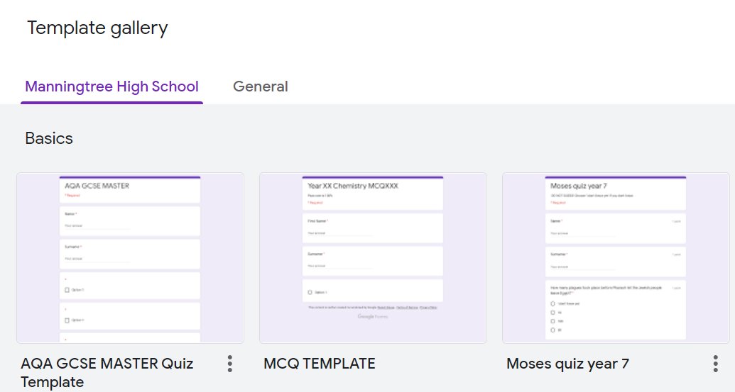 If you use Google forms in a particular way (settings the same and same amount/type of qus etc) you can make a template for it to prevent you having to create the same thing each time.You can then share these within your domain so colleagues can access