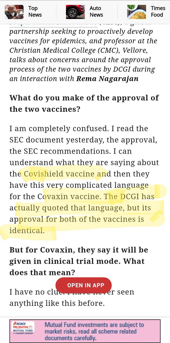When the indigenous vaccine Covaxin was approved for emergency use as backup. She lied deliberately to national media that the approval for both Covishield and Covaxin is same.