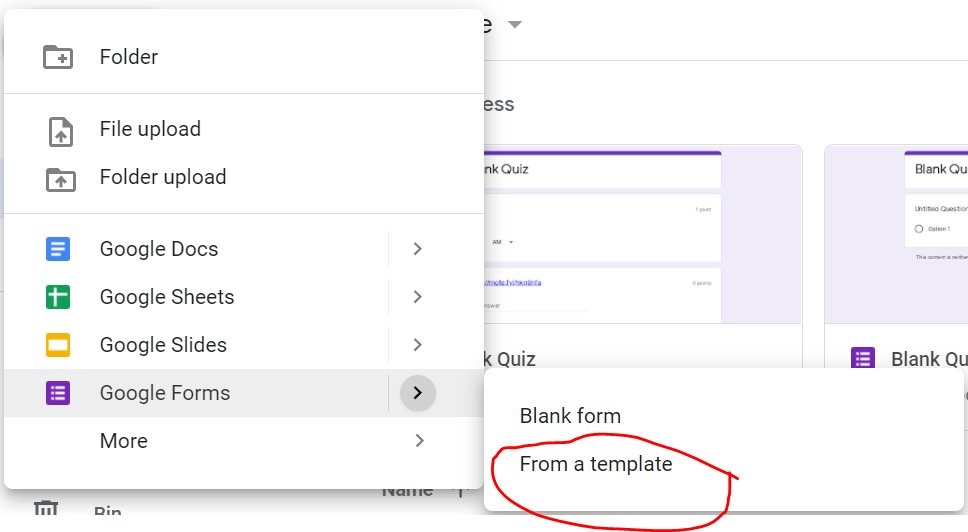 If you use Google forms in a particular way (settings the same and same amount/type of qus etc) you can make a template for it to prevent you having to create the same thing each time.You can then share these within your domain so colleagues can access