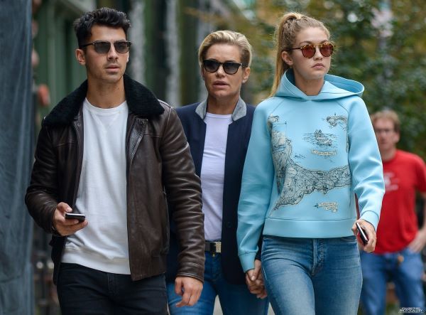Joe and Gigi (GiJoe) out and about in New York City with Gigi’s mom (1st picture) and Bella Hadid and Abel (The Weeknd).