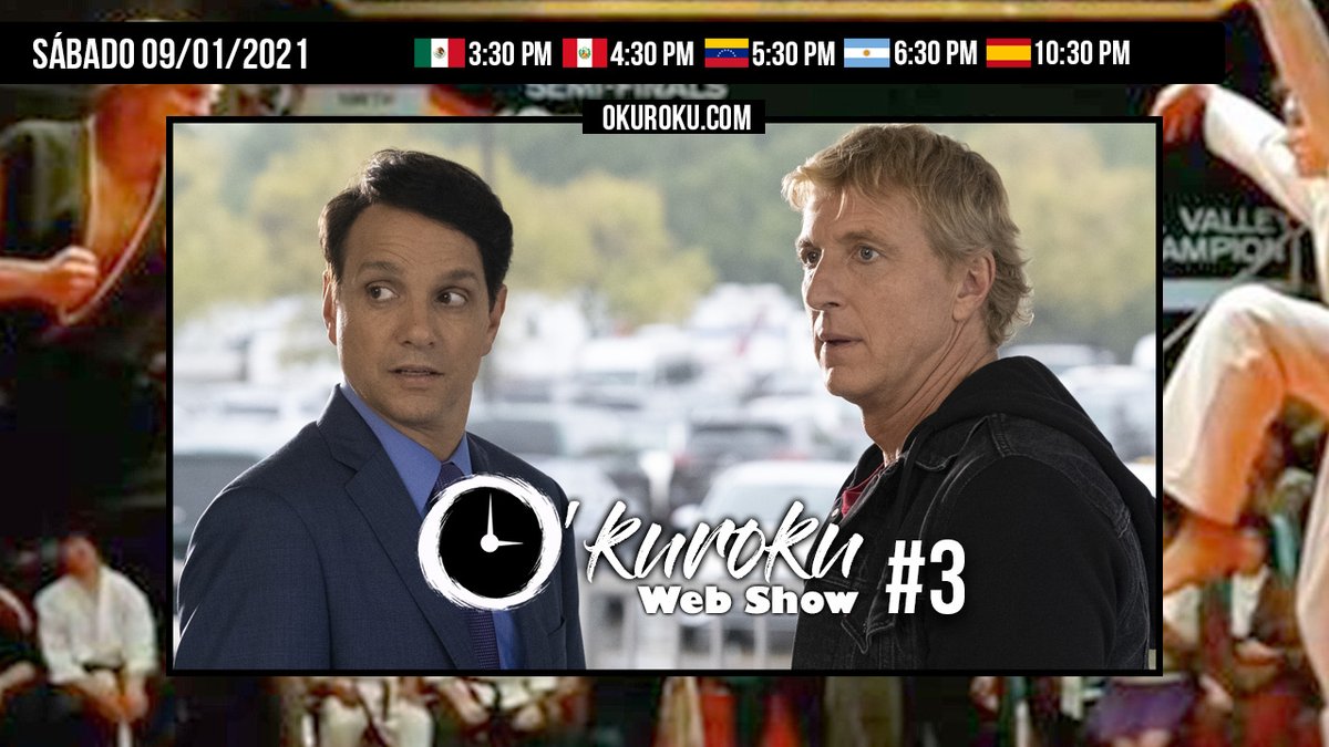 OkurokuWeb's tweet photo. Hoy  es el #3 programa de O'kuroku Web Show. Hablaremos un poco de #KarateKid y #CobraKai. Tendremos como invitado especial a Johans Guevara, bajista de @InLiveSuperfly y compositor de nuestra cortina. Los esperamos en nuestro canal de YouTube: https://t.co/cOrc4lyaAO https://t.co/cK5HFDsjO5
