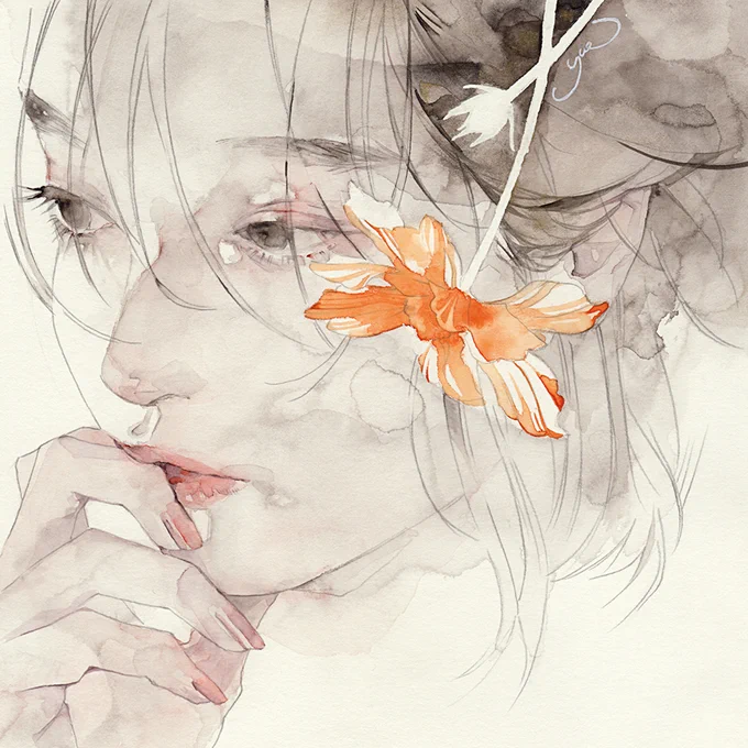 煙月 ヴィフアール水彩紙・絵墨・顔彩
次の展示に向けて描き始め。メタリック顔彩光をあてるとキラキラします 