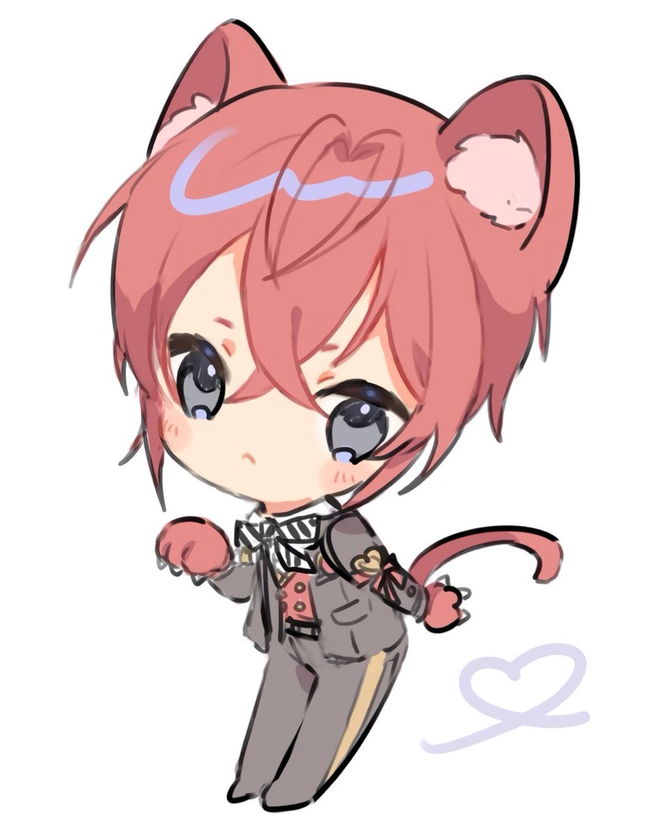 1boy male focus animal ears tail solo cat ears red hair  illustration images