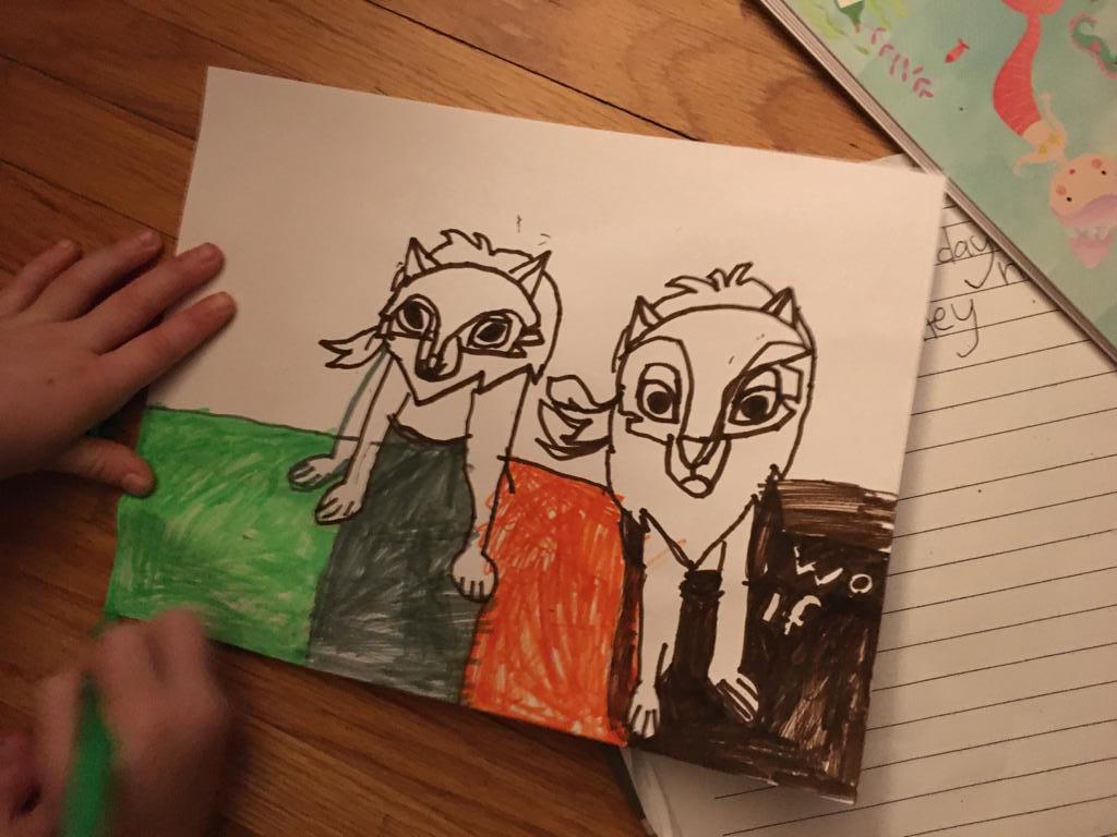 JarlMidelfort's tweet photo. My friend's seven year old daughter drew this. When asked if she would like me to share her drawing with the directors on twitter, Batya flipped out with excitement. Wolfwalkers is so cool! @tommmoore @rossstewartart https://t.co/QQ4n2MXrYv