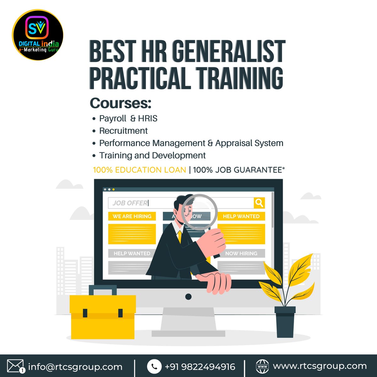 GroupRtcs's tweet photo. Best HR Generalist Practical Training 
☎️+91 9822494916 
☎️+91 7755996970
🌐 https://t.co/oyakncKadZ 
📧 info@rtcsgroup.com
Courses:
Payroll
Recruitment
Performance Management &amp; Appraisal System
Training and Development
#hrgeneralist #hr #humanresources #hrprofessional https://t.co/CsAFoGPX4I